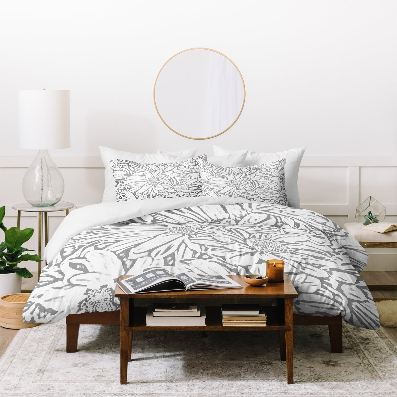 Lisa Argyropoulos Daisy Daisy Dove Gray Duvet Cover Bedding Set