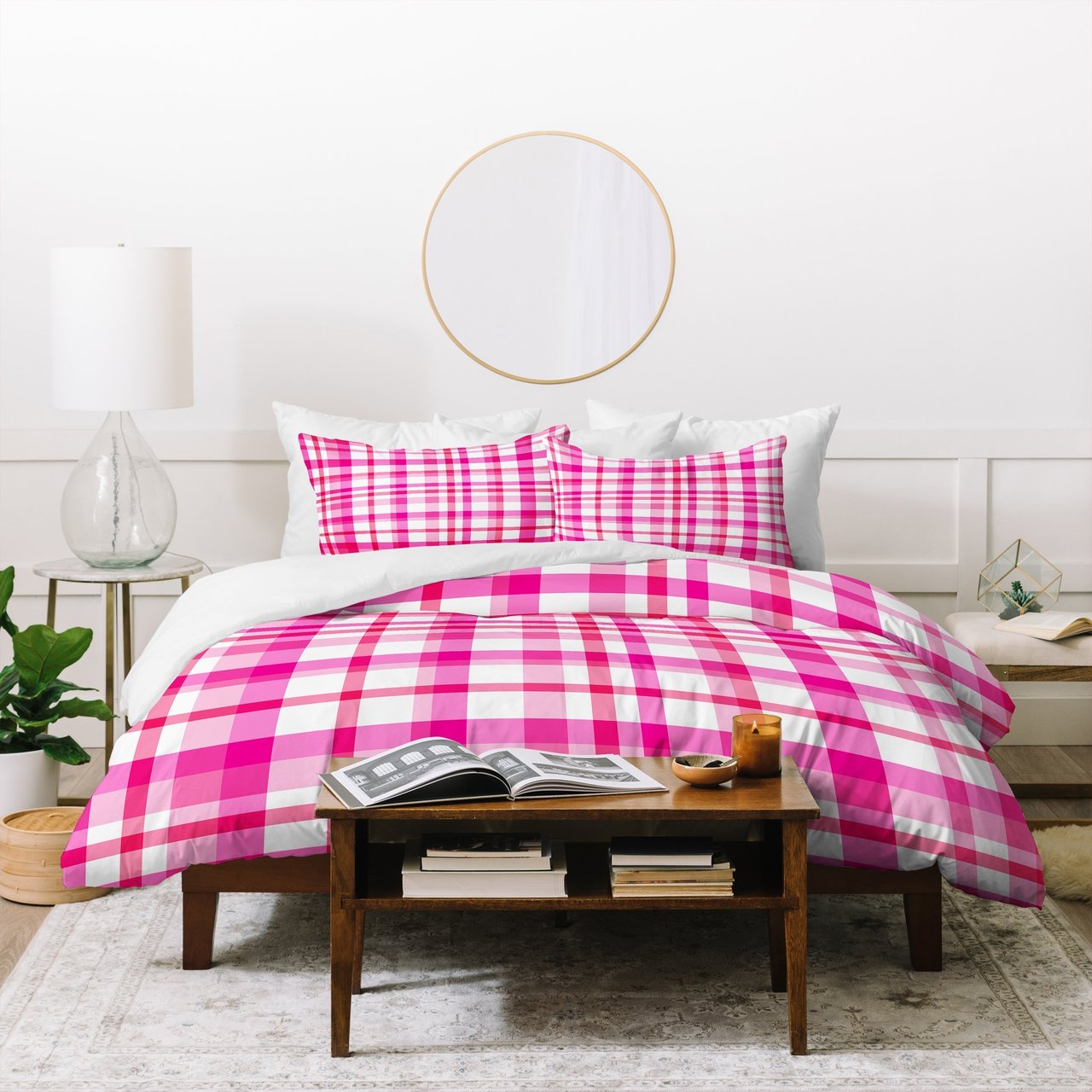 Lisa Argyropoulos Glamour Pink Plaid Duvet Cover Bedding Set