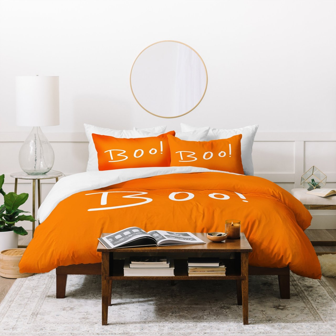 Lisa Argyropoulos Halloween Boo Orange Duvet Cover Bedding Set