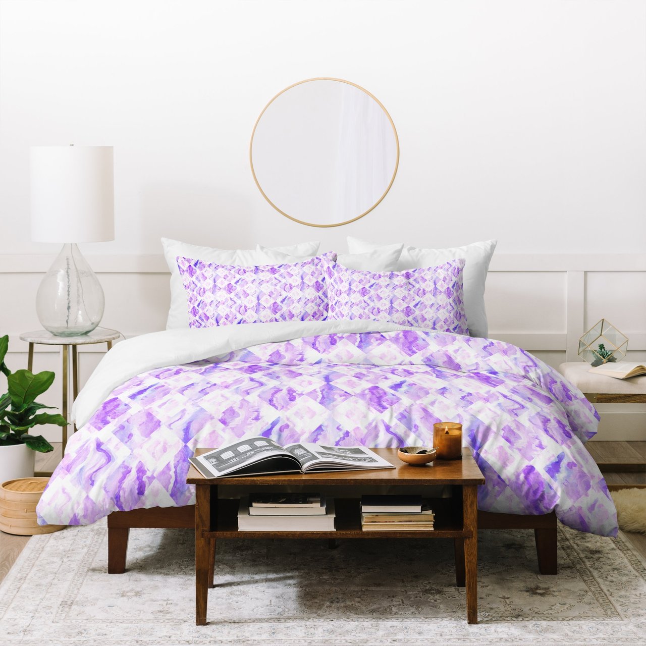 Lisa Argyropoulos Harlequin Marble Lavender Duvet Cover Bedding Set