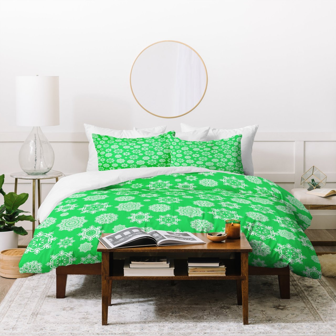 Lisa Argyropoulos Mini Flurries On Jolly Green Duvet Cover Bedding Set