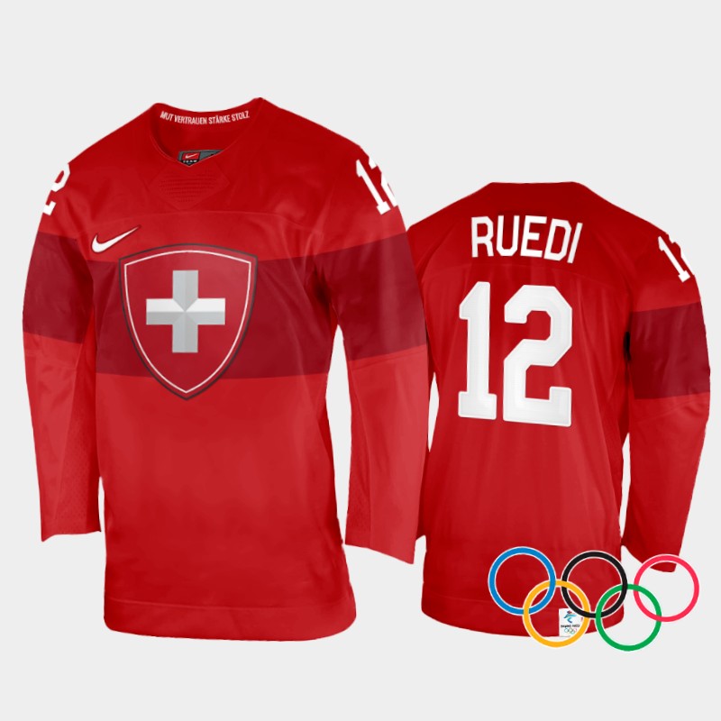 Lisa Ruedi Switzerland Women's Red Home Jersey 2022 Winter Olympics