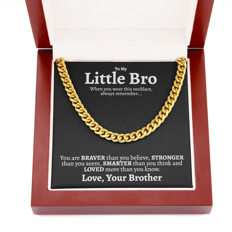 Little Brother Necklace, Loved More Than You Know, Best Little Brother Gifts, Big Brother Little Brother Gift, Cuban Link Chain Necklace