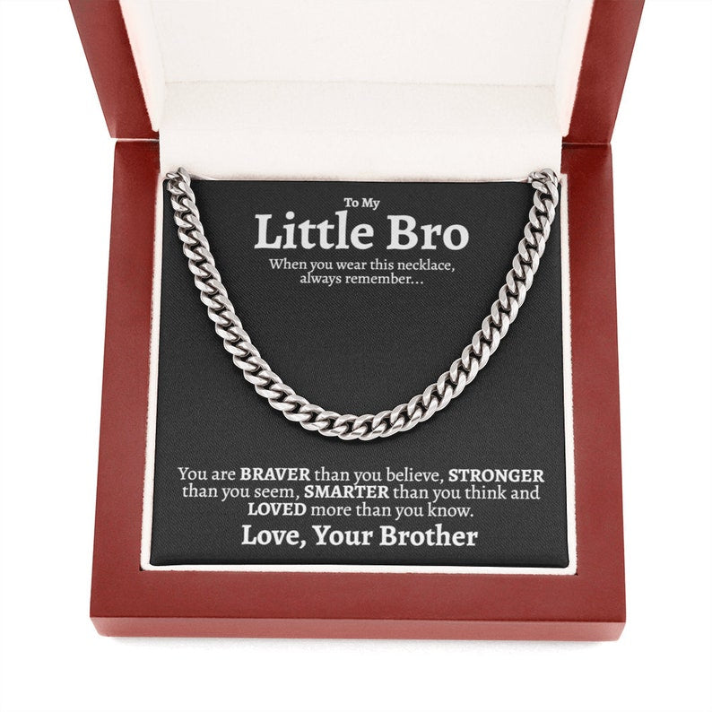 Little Brother Necklace, Loved More Than You Know, Best Little Brother Gifts, Big Brother Little Brother Gift, Cuban Link Chain Necklace