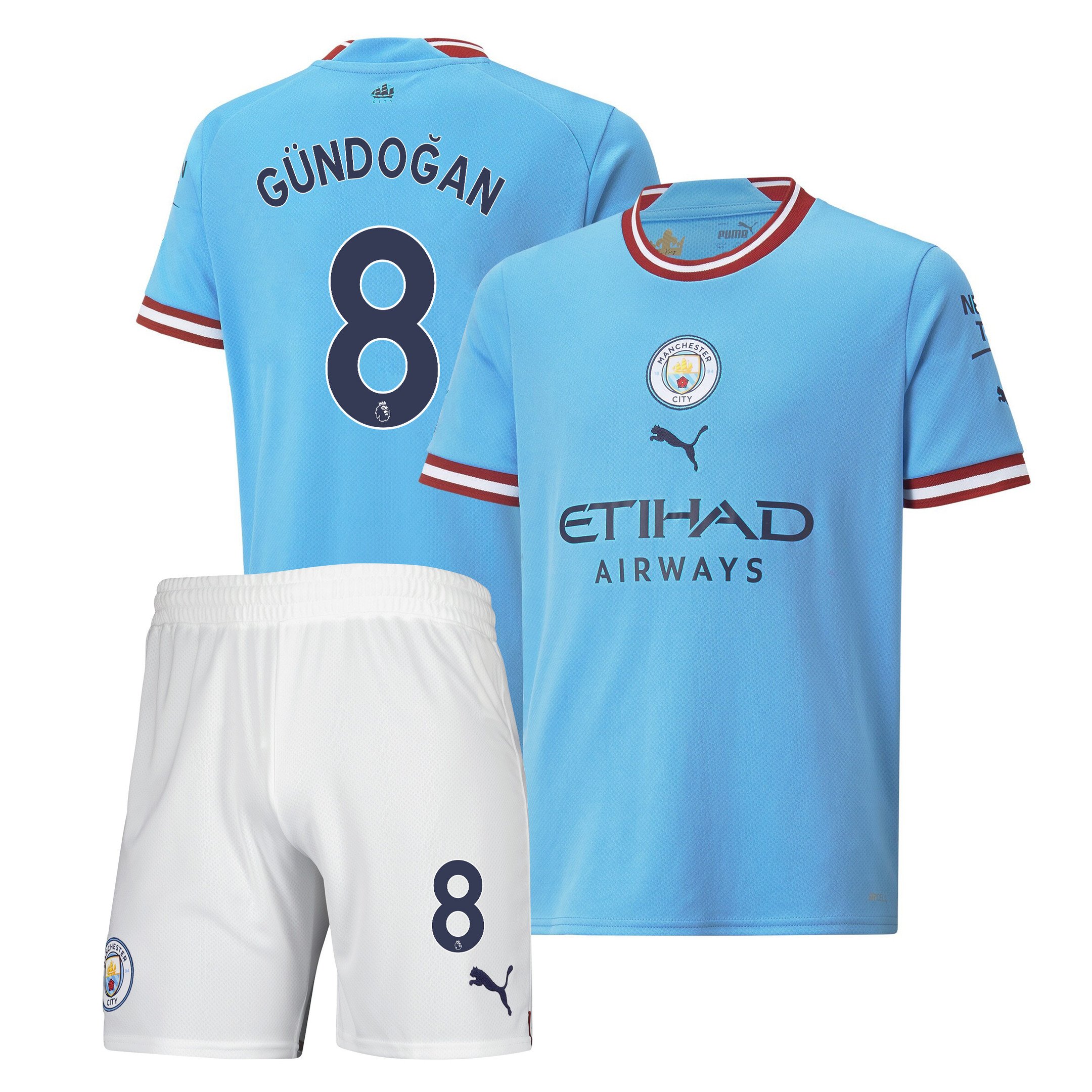 ?lkay Gündo?an 8 Manchester City Home Kit 2022-23 Youth Jersey – Sky Blue