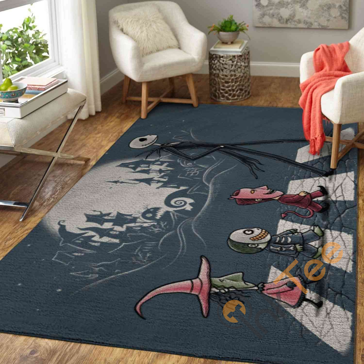 Lock Shock Barrel Jack Skellington Walking The Street The Nightmare Before Christmas Movie Area Rectangle Rug