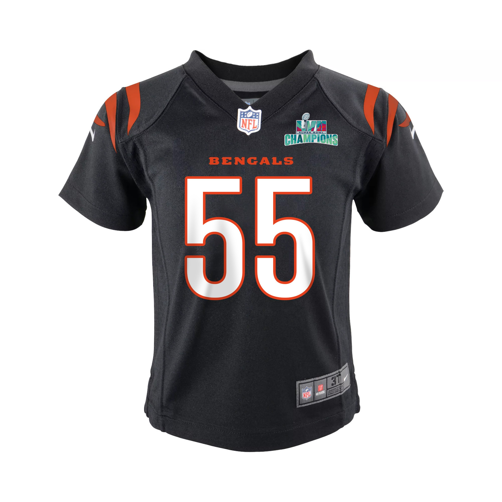 Logan Wilson 55 Cincinnati Bengals Super Bowl LVII Champions Youth Game Stitched Jersey – Black