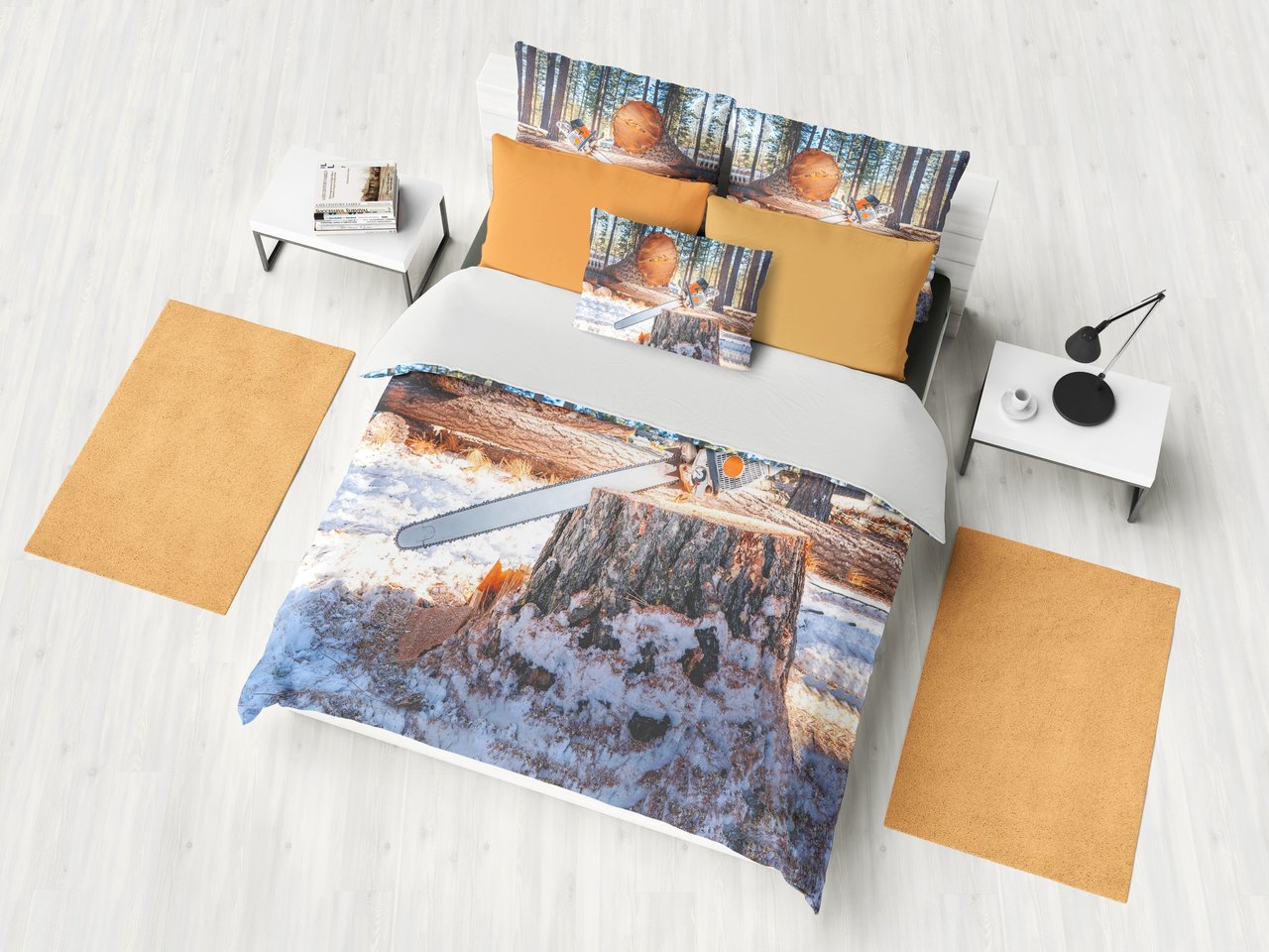 Logger Big Wood 3D Customized Duvet Cover Bedding Set