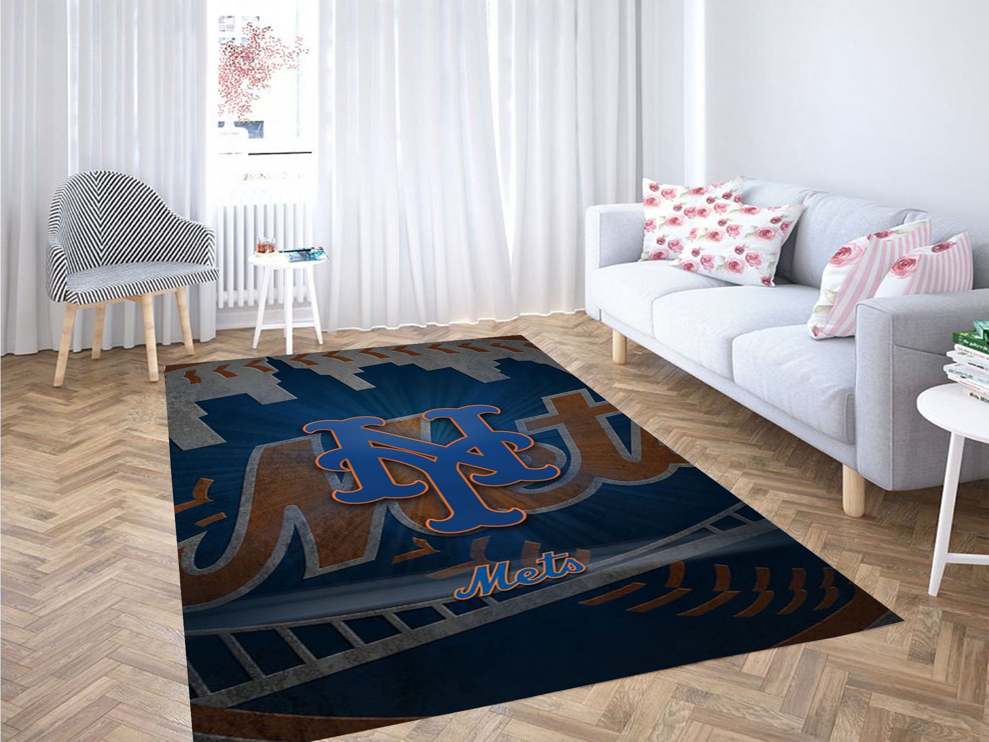 Logos And Uniforms Of The New York Mets Carpet Rectangle Rug