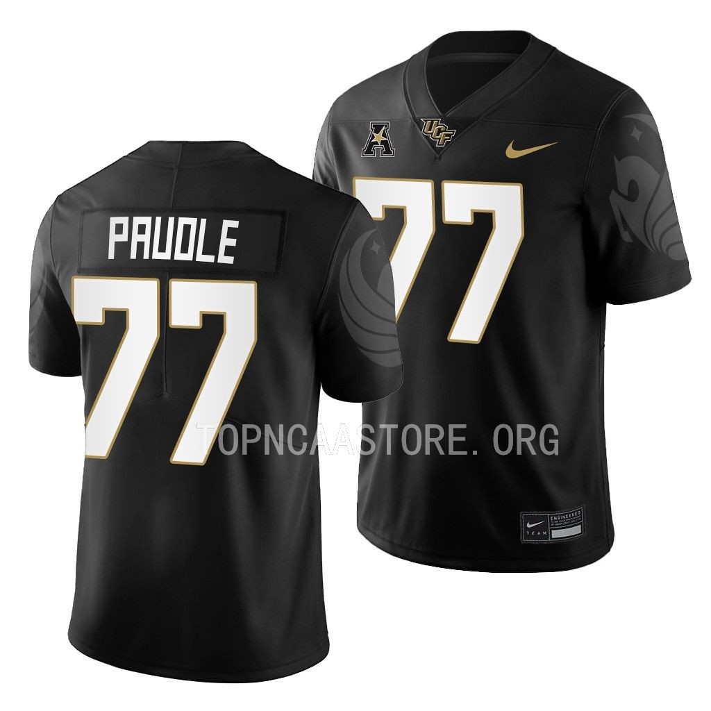 Lokahi Pauole UCF Knights #77 Black Jersey 2022 College Men's Game Uniform