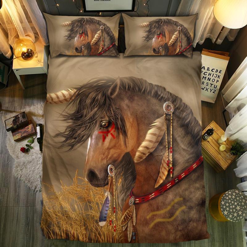 Lonely Indian Horse 3D Customized Duvet Cover Bedding Set