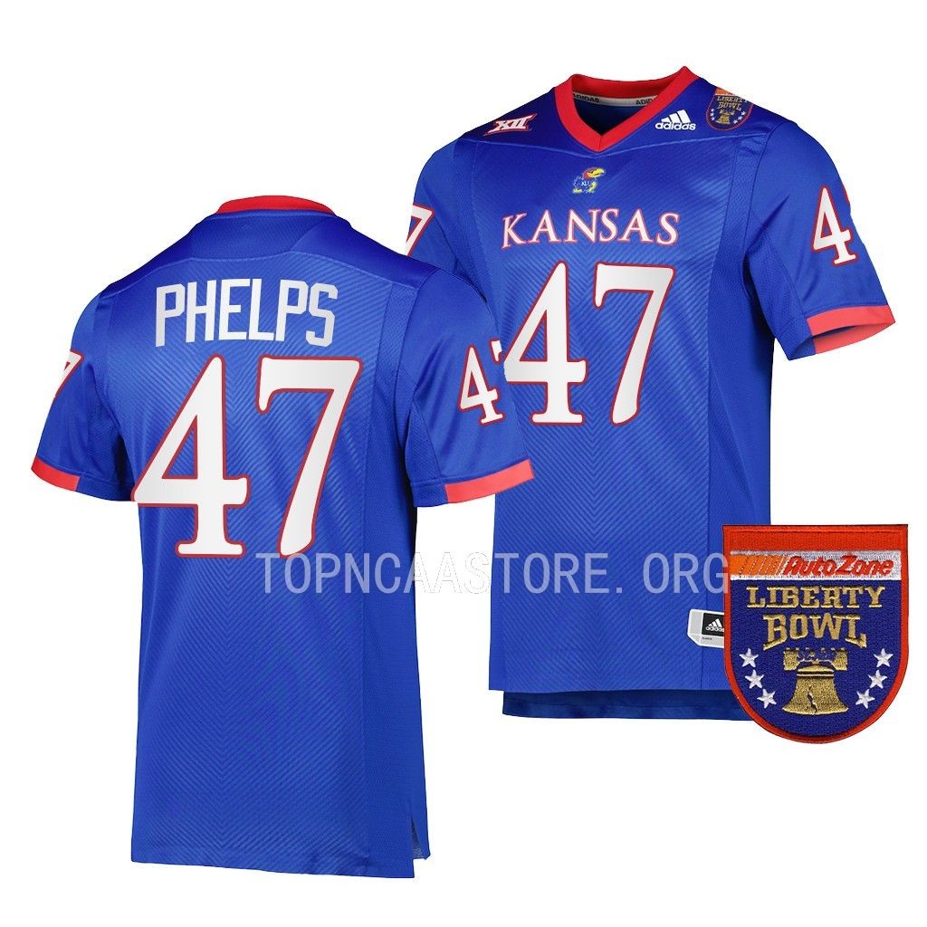 Lonnie Phelps Kansas Jayhawks 2022 Liberty Bowl College Jersey Men's Royal #47 Uniform