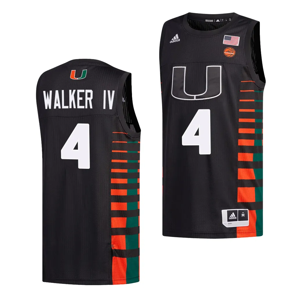 Lonnie Walker IV Miami Hurricanes #4 Black College Jersey Men