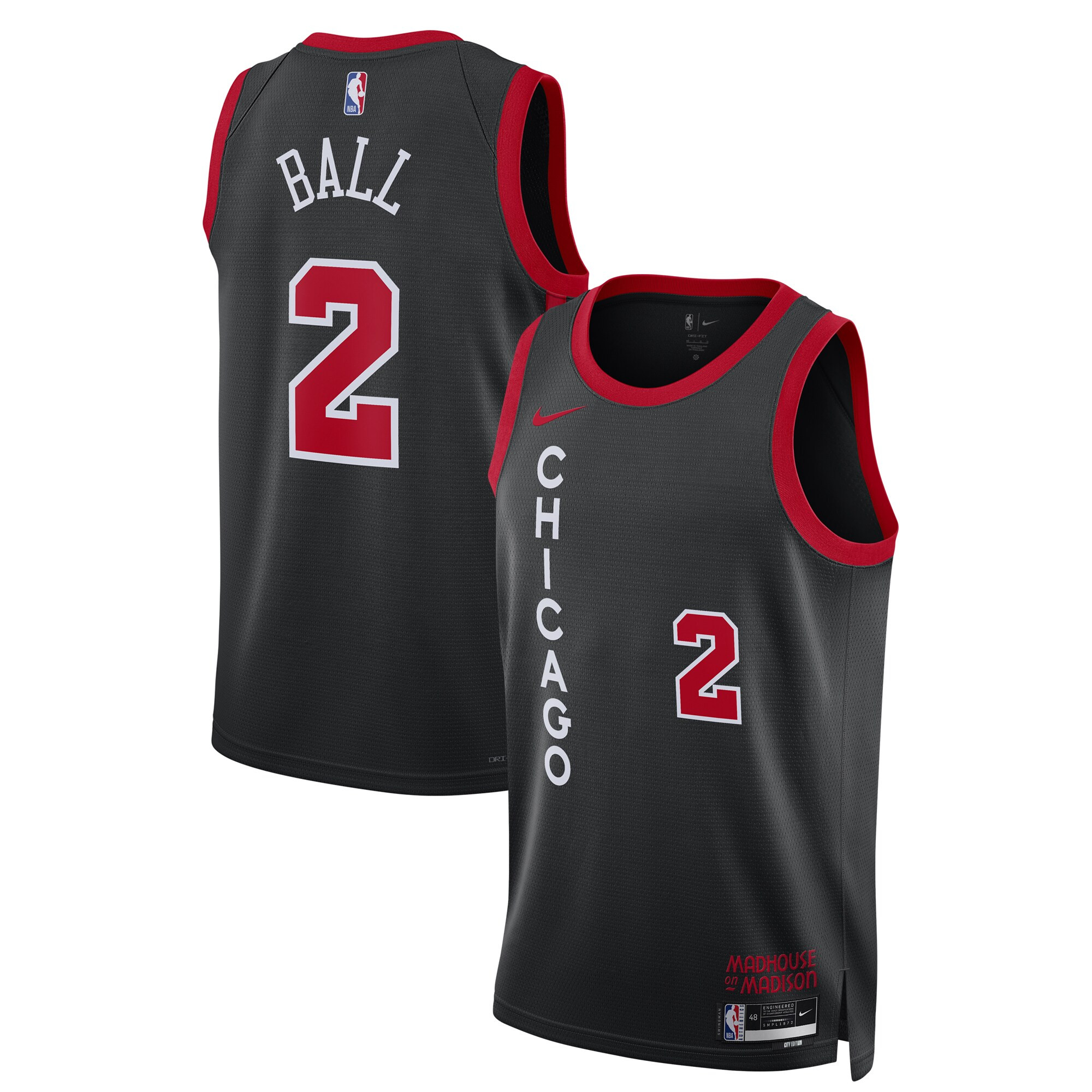 Lonzo Ball Chicago Bulls 2024 City Edition Black Jersey - All Stitched