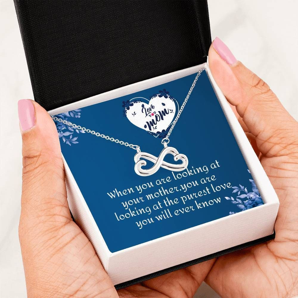 Looking At The Purest Love Infinity Heart Necklace Gift For Mom