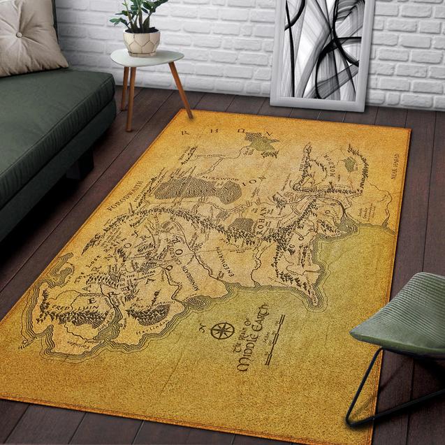 Lord Of The Rings Map Of Middle Earth Area Rectangle Rug