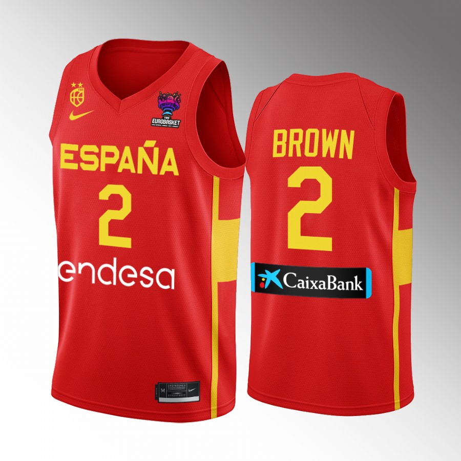 Lorenzo Brown Spain 2022 FIBA EuroBasket Final Red Jersey Away #2