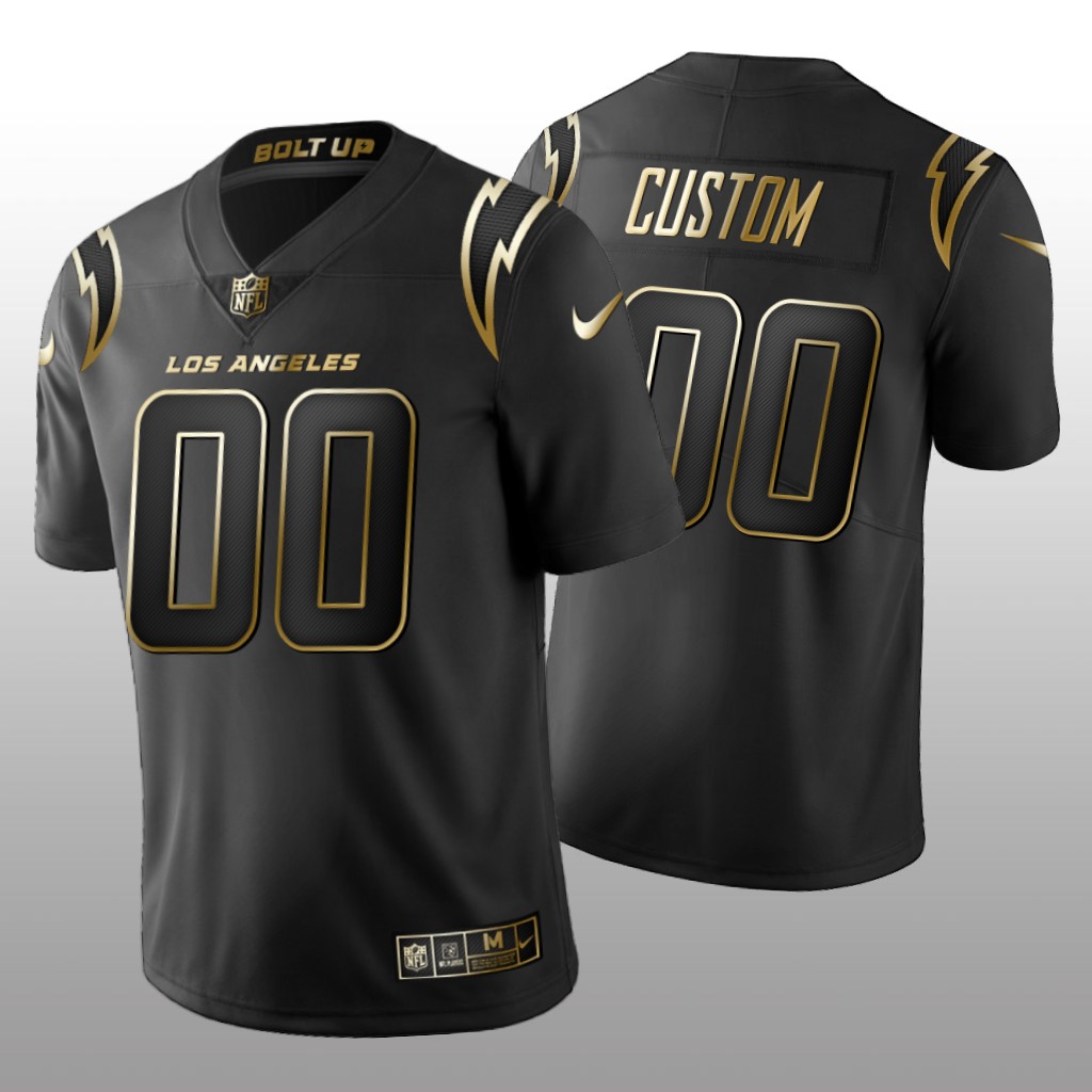 Los Angeles Chargers Custom Black Jersey Golden Limited Men's
