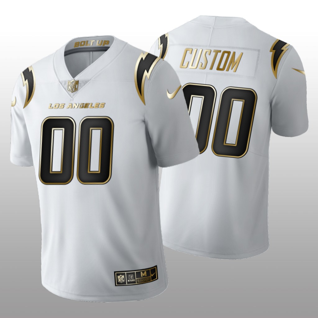 Los Angeles Chargers Custom White Jersey Golden Limited Men's