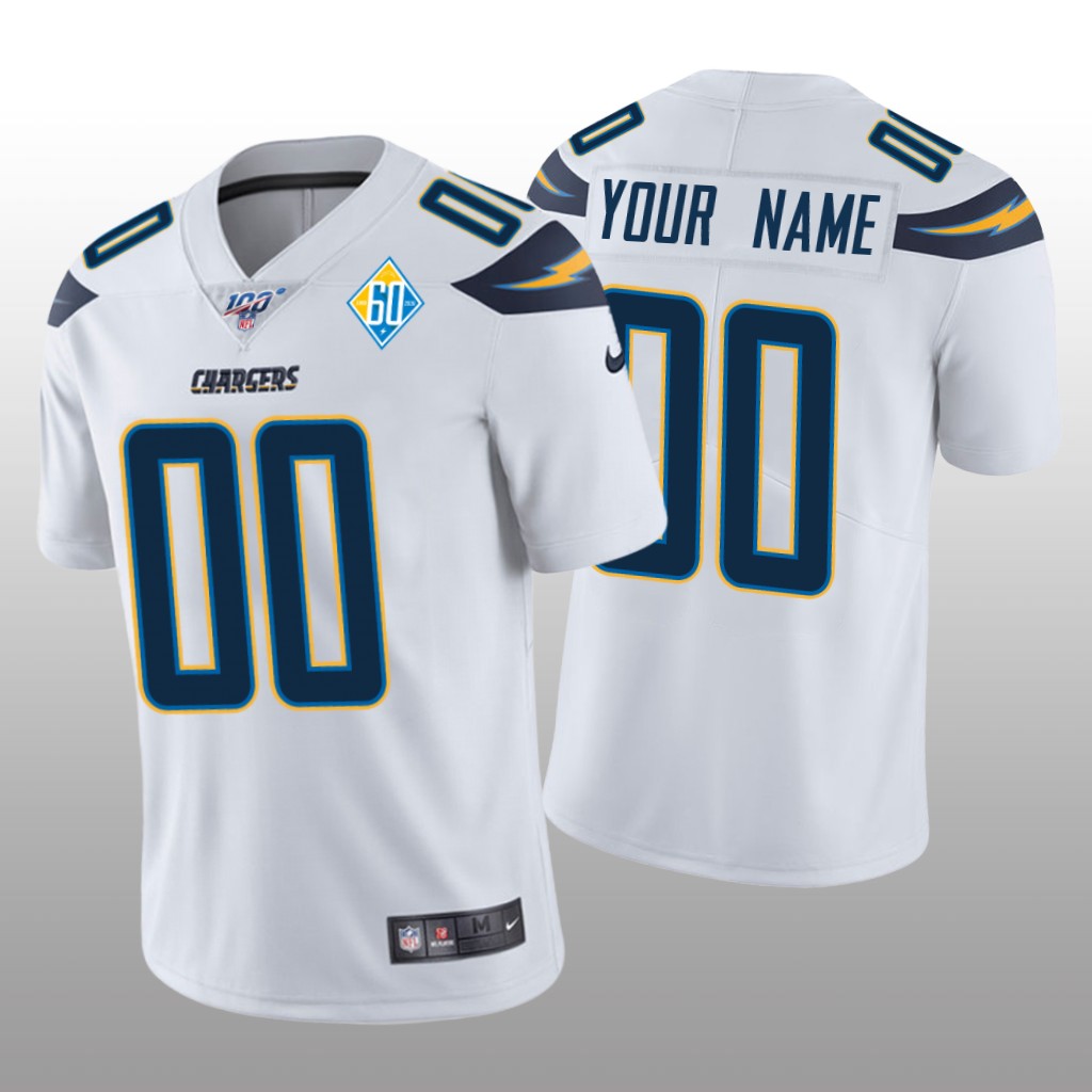 Los Angeles Chargers Custom White Vapor Limited Jersey 60th Season - Men's