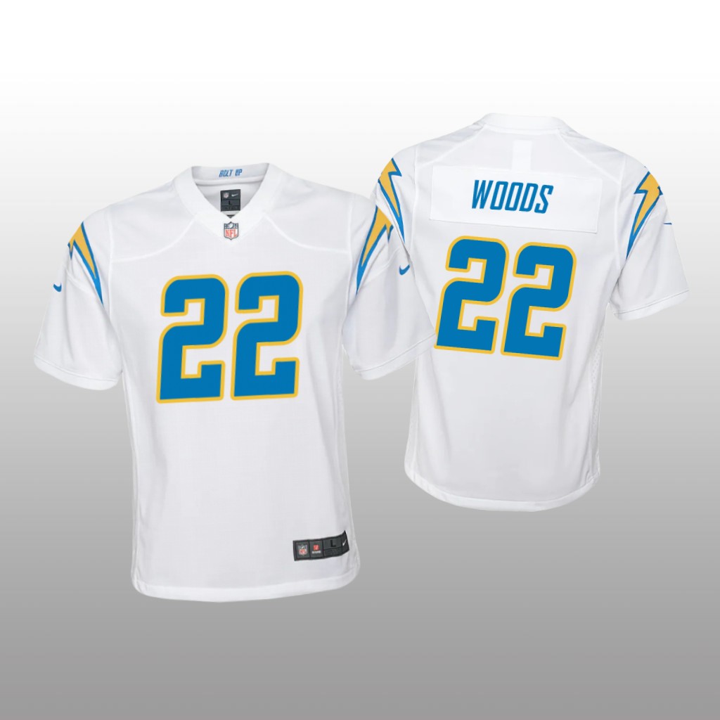 Los Angeles Chargers JT Woods White Jersey Game - Youth