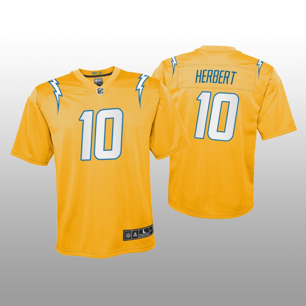 Los Angeles Chargers Justin Herbert Gold Jersey Inverted Game - Youth