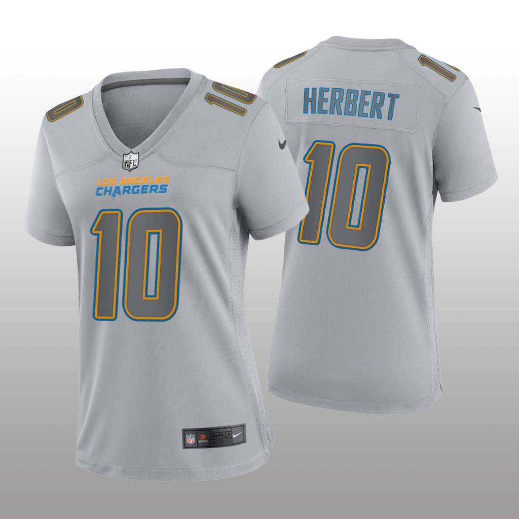 Los Angeles Chargers Justin Herbert Gray Jersey Atmosphere Fashion Game - Women's