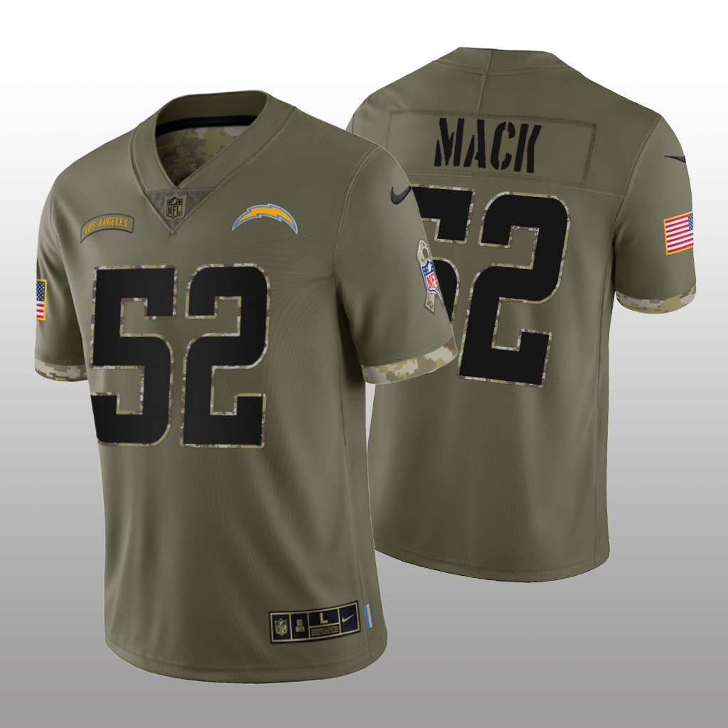 Los Angeles Chargers Khalil Mack Olive Jersey 2022 Salute To Service - Men's