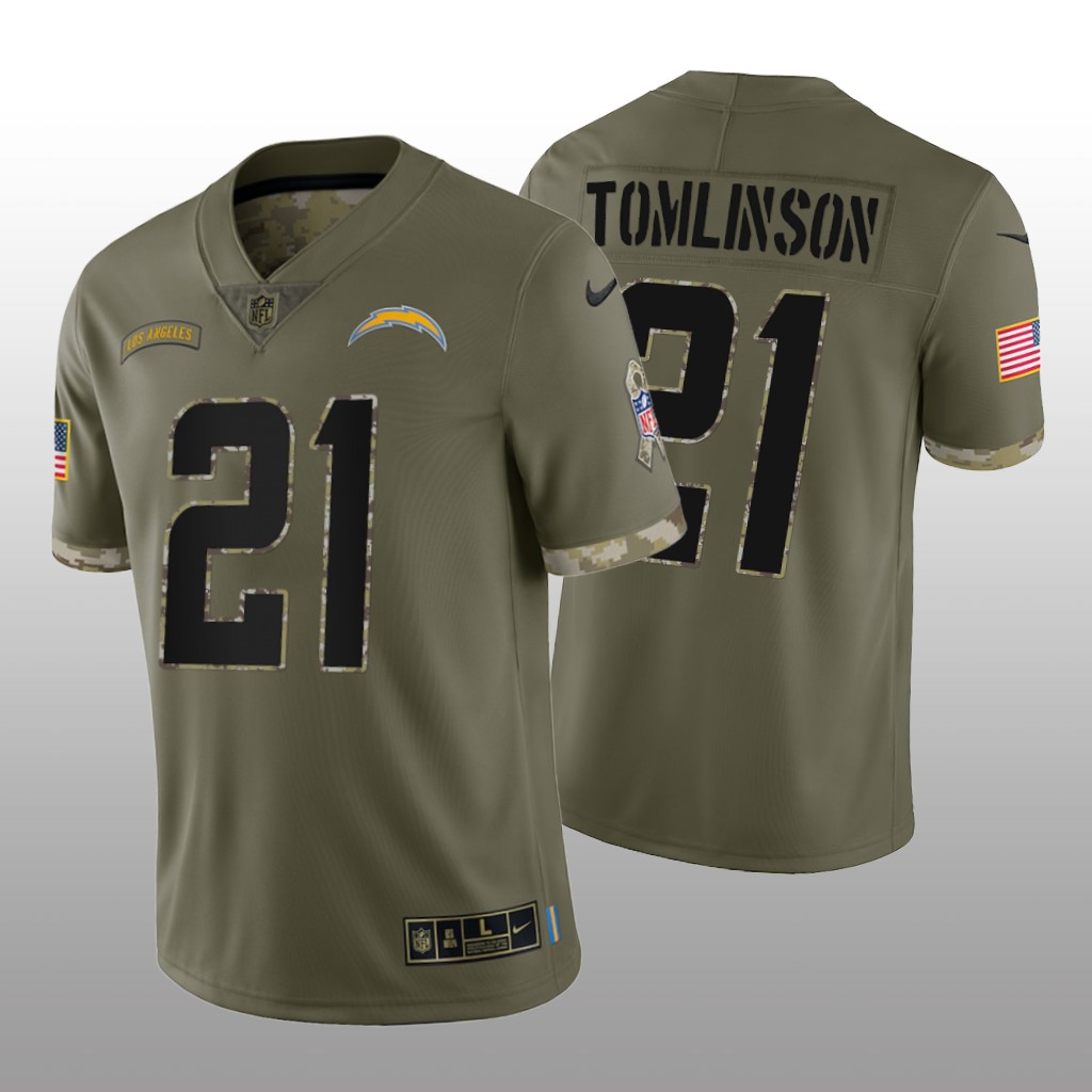 Los Angeles Chargers LaDainian Tomlinson Olive Jersey 2022 Salute To Service - Men's