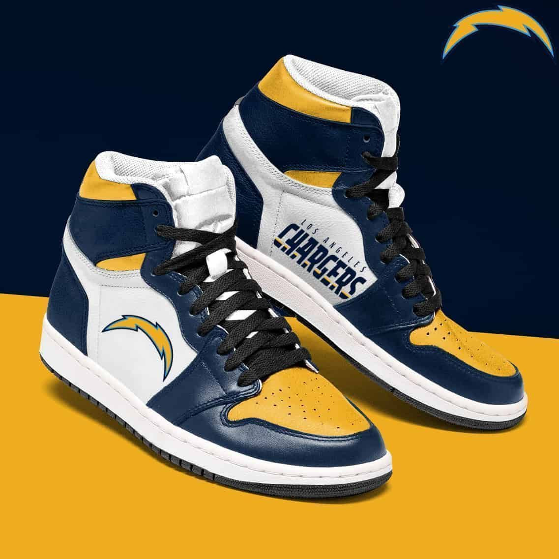Los Angeles Chargers Nfl Men Sneaker Unique Los Angeles Chargers Shoes Sport Sneakers High Top Air Jordan Sneaker, Air Jordan Hightop