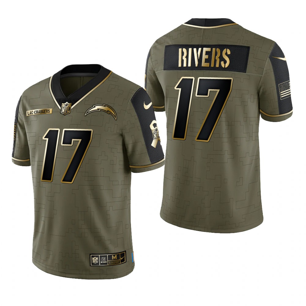Los Angeles Chargers Philip Rivers Olive Gold Limited Jersey 2021 Salute To Service - Men's