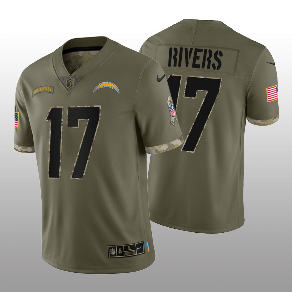 Los Angeles Chargers Philip Rivers Olive Jersey 2022 Salute To Service - Men's