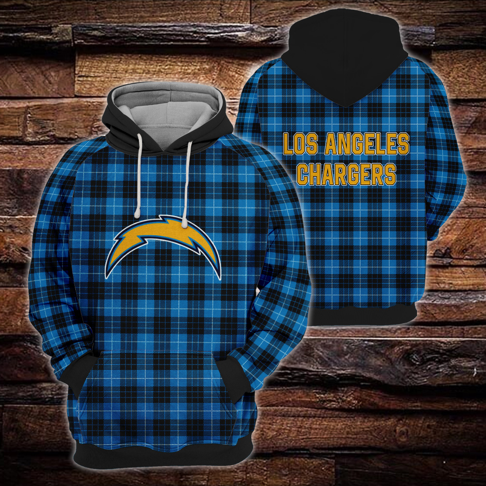 Los Angeles Chargers Plaid Hoodie 3D Gift For Fans