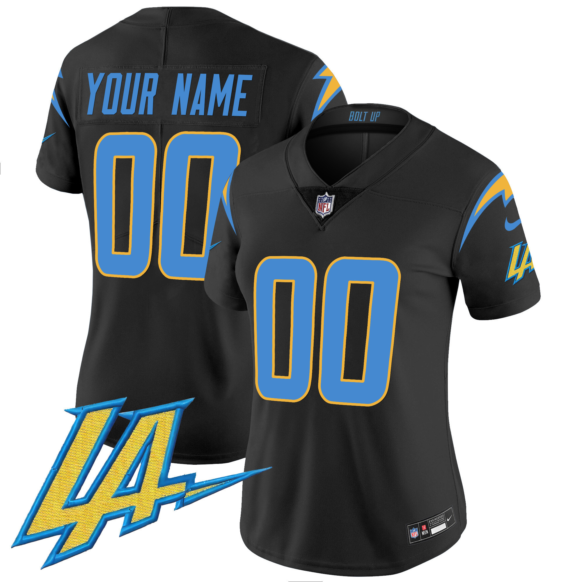Los Angeles Chargers Vapor Limited Custom V2 Black Jersey - All Stitched