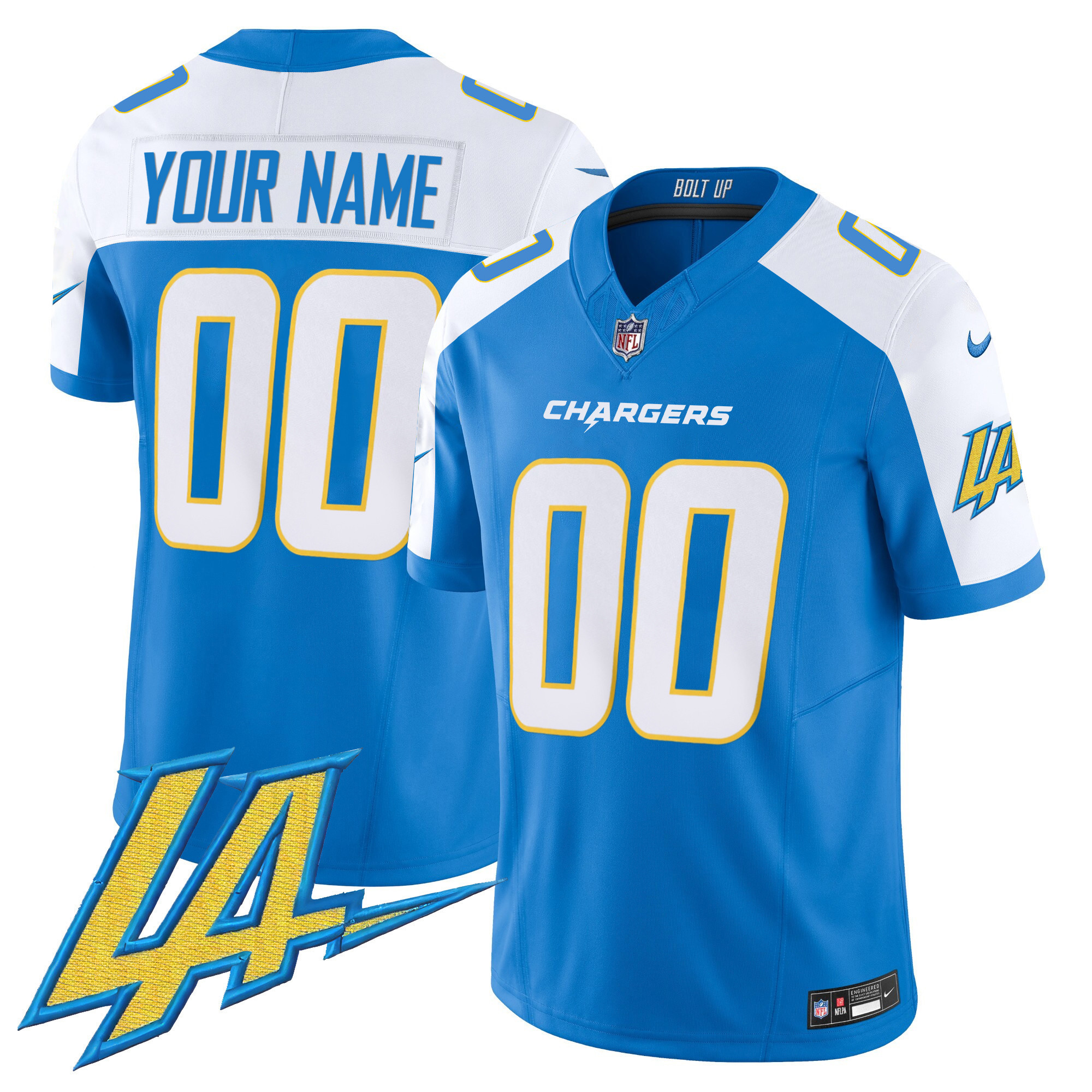 Los Angeles Chargers Vapor Limited Custom V2 Blue Alternate Jersey - All Stitched