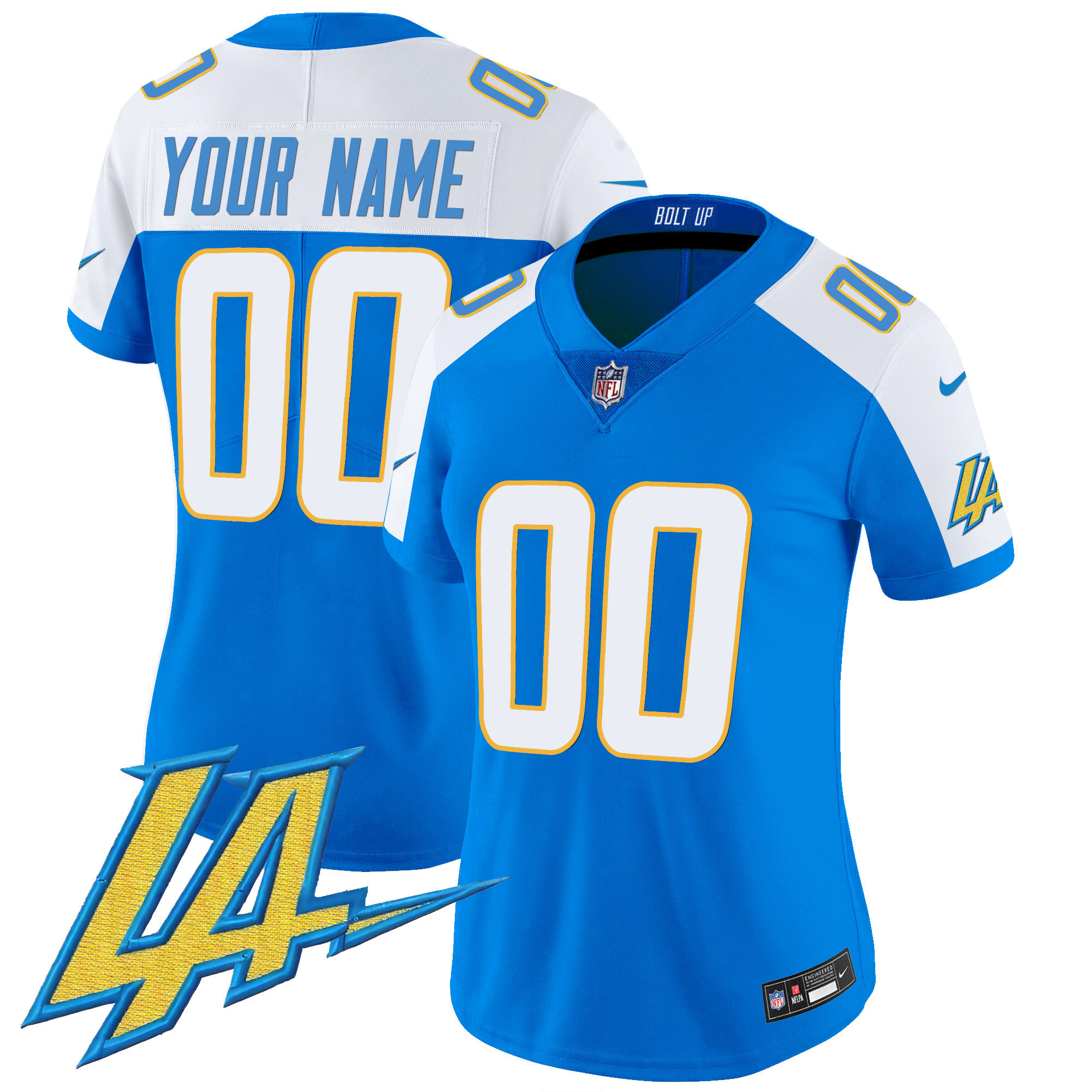 Los Angeles Chargers Vapor Limited Custom V2 Blue Alternate Jersey - All Stitched