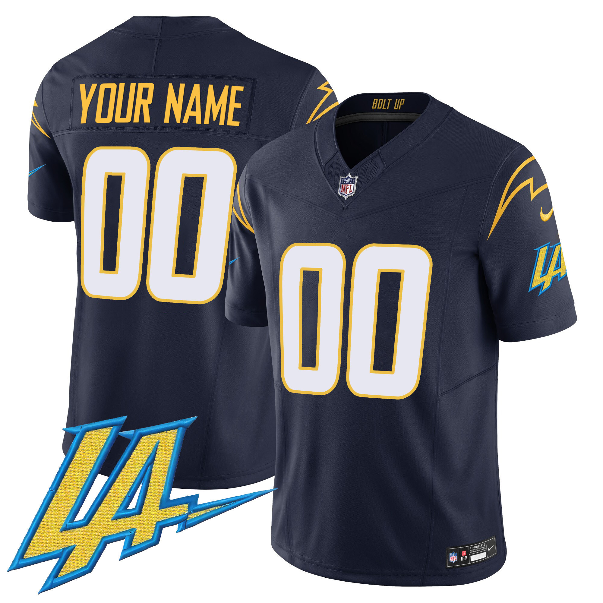 Los Angeles Chargers Vapor Limited Custom V2 Navy Jersey - All Stitched