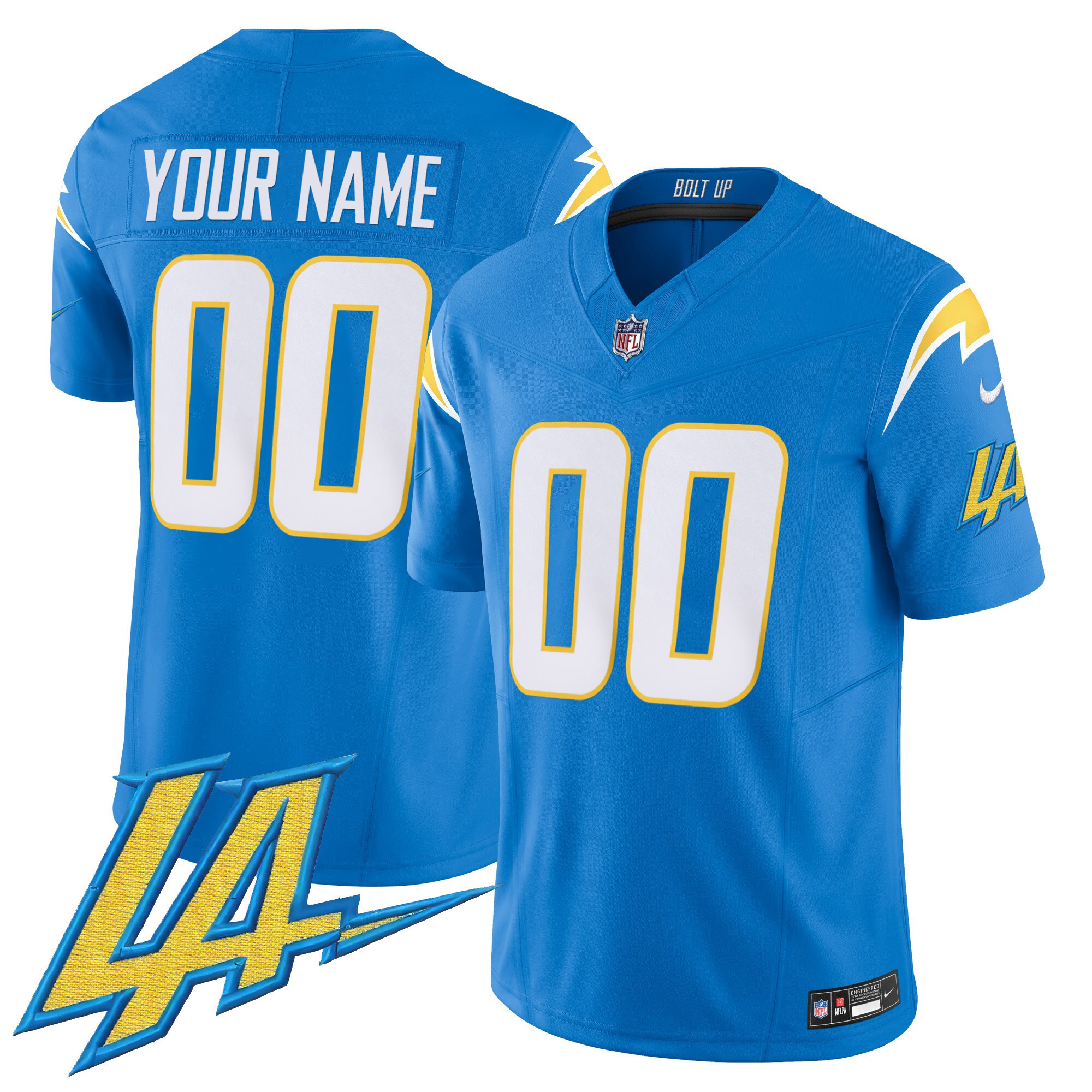 Los Angeles Chargers Vapor Limited Custom V2 Powder Blue Jersey - All Stitched