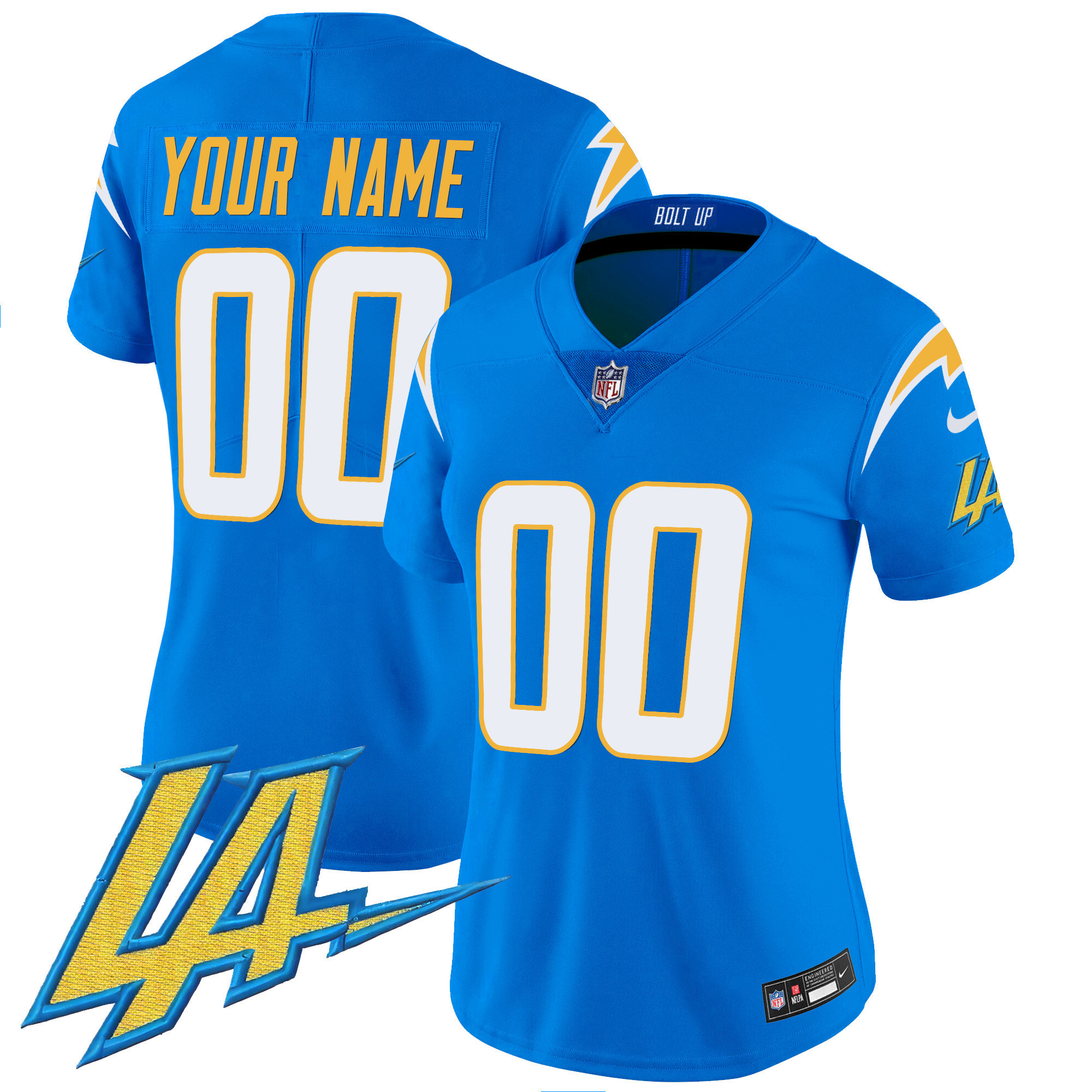 Los Angeles Chargers Vapor Limited Custom V2 Powder Blue Jersey - All Stitched