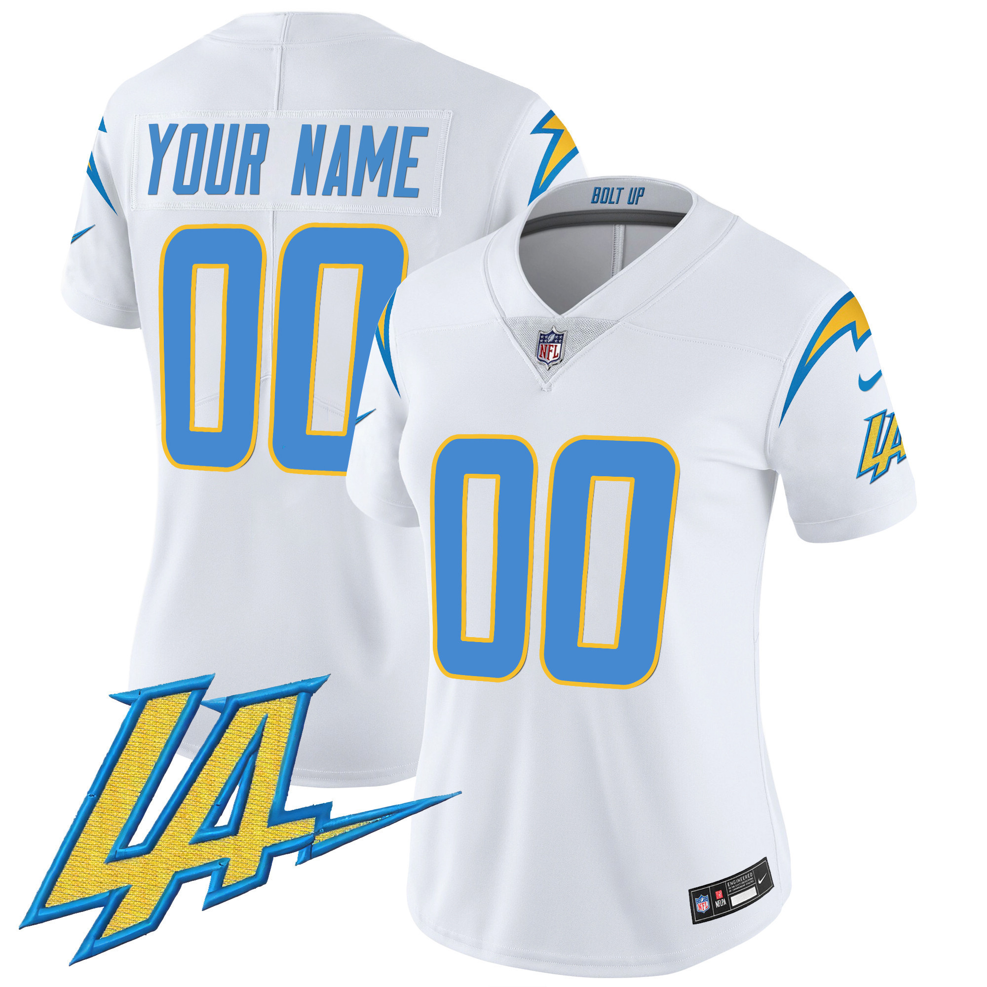 Los Angeles Chargers Vapor Limited Custom V2 White Jersey - All Stitched