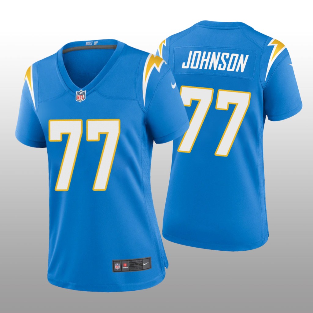 Los Angeles Chargers Zion Johnson Powder Blue Jersey Game - Women's