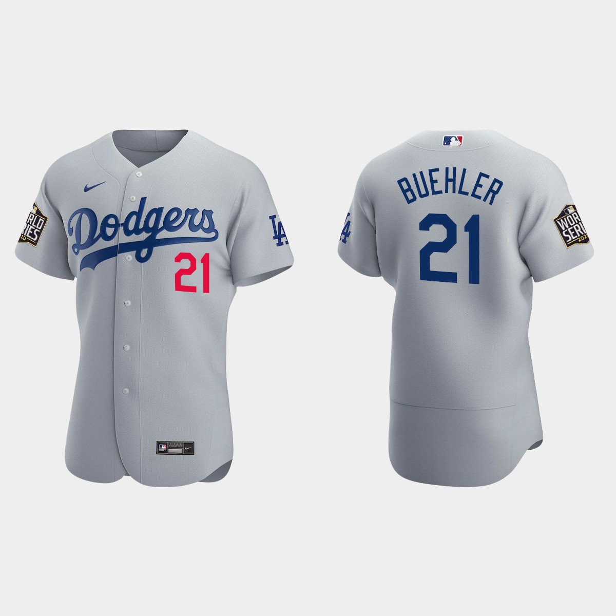 Los Angeles Dodgers #21 Walker Buehler 2020 World Series Alternate Jersey - Gray