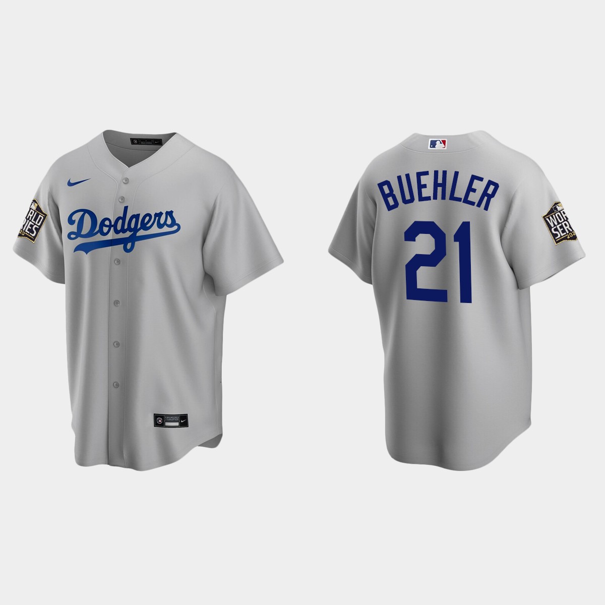 Los Angeles Dodgers #21 Walker Buehler 2020 World Series Alternate Jersey - Gray