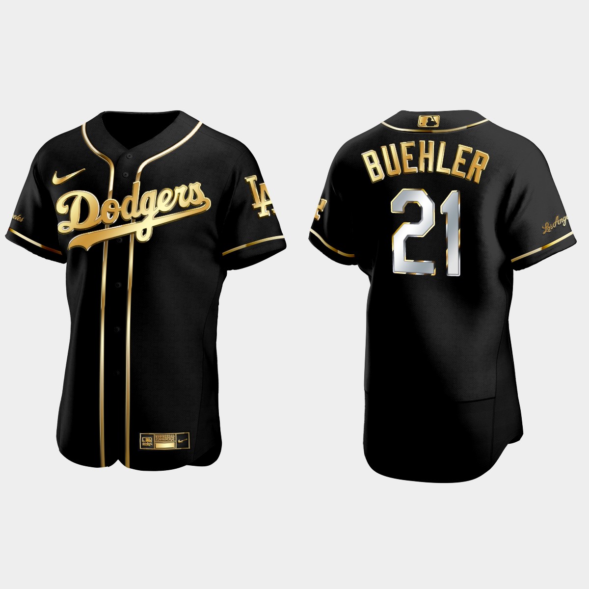 Los Angeles Dodgers #21 Walker Buehler Golden Edition Jersey - Black