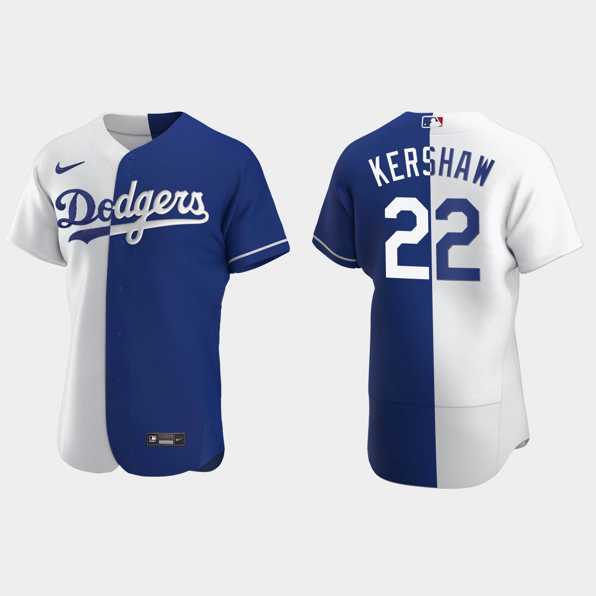 Los Angeles Dodgers #22 Clayton Kershaw Color Split Jersey - Royal