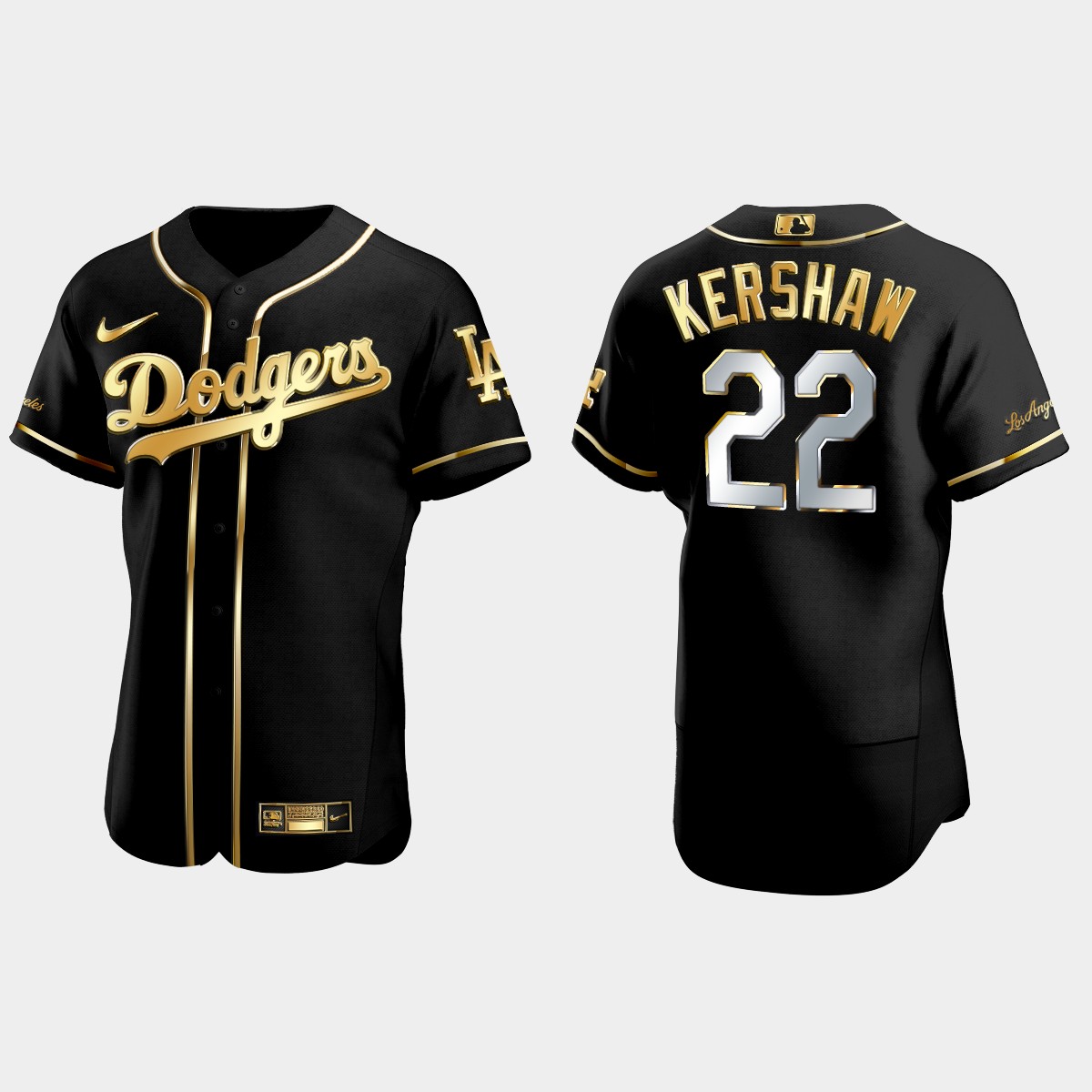 Los Angeles Dodgers #22 Clayton Kershaw Golden Edition Jersey - Black