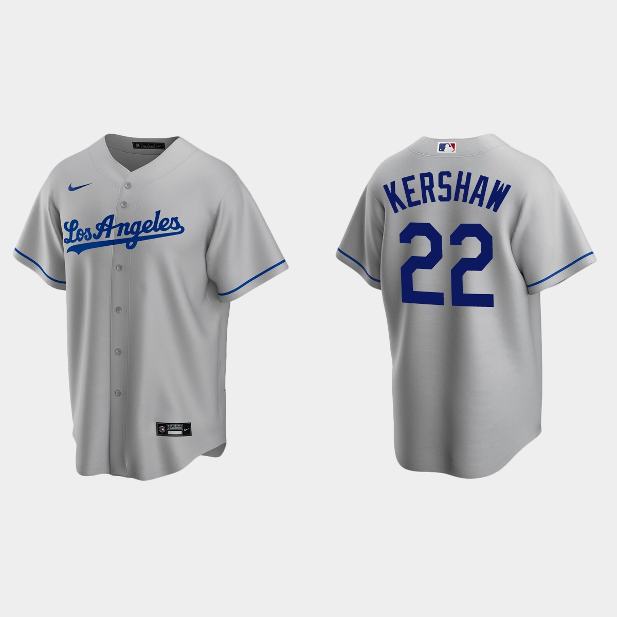 Los Angeles Dodgers #22 Clayton Kershaw Gray Road Jersey