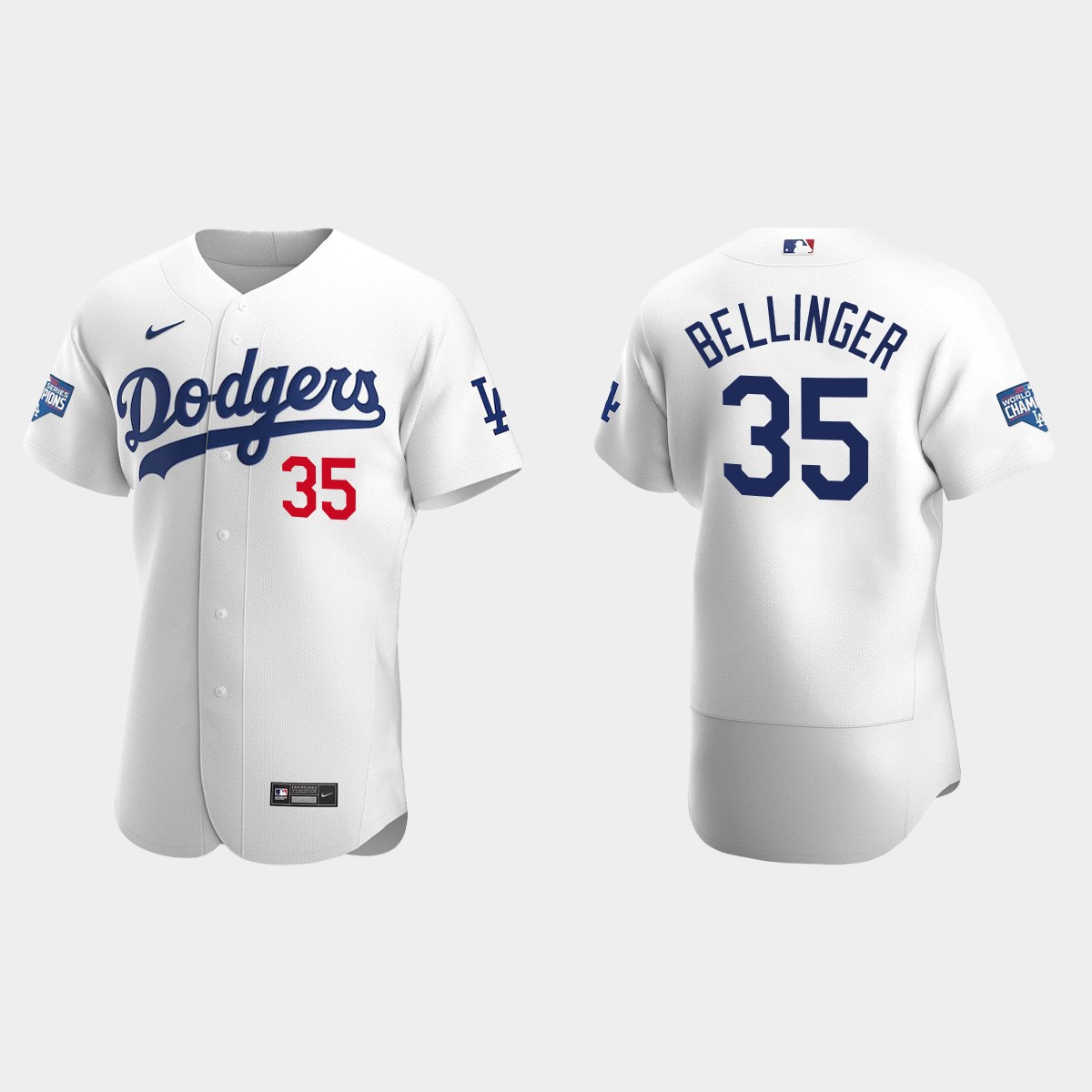 Los Angeles Dodgers #35 Cody Bellinger 2020 World Series Champions Bound Jersey - White