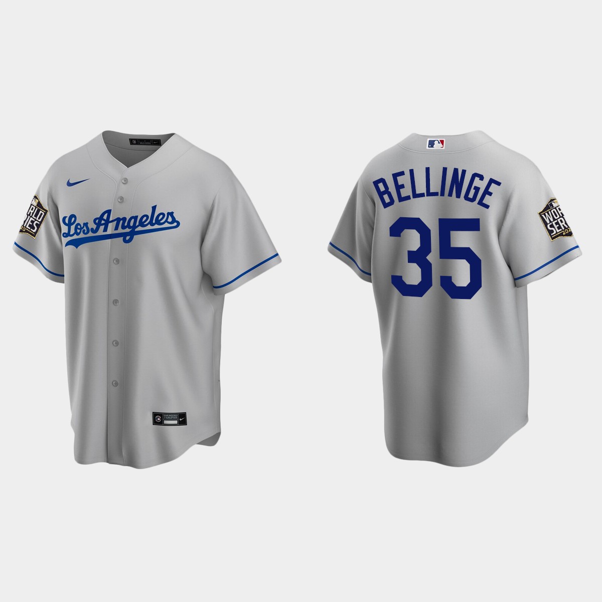 Los Angeles Dodgers #35 Cody Bellinger 2020 World Series Road Jersey - Gray
