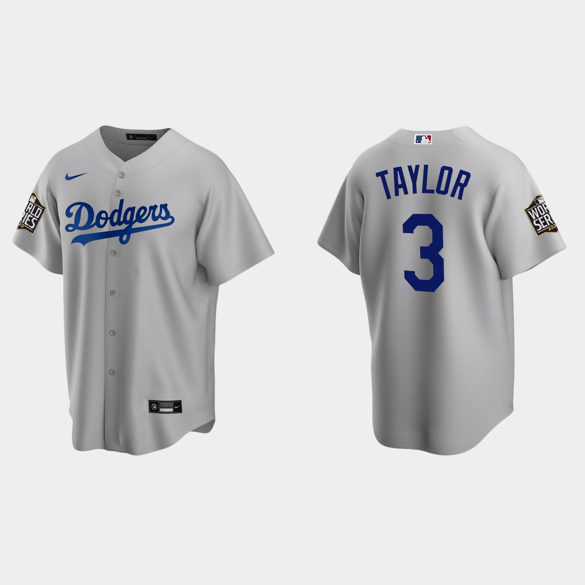 Los Angeles Dodgers #3 Chris Taylor 2020 World Series Alternate Jersey - Gray